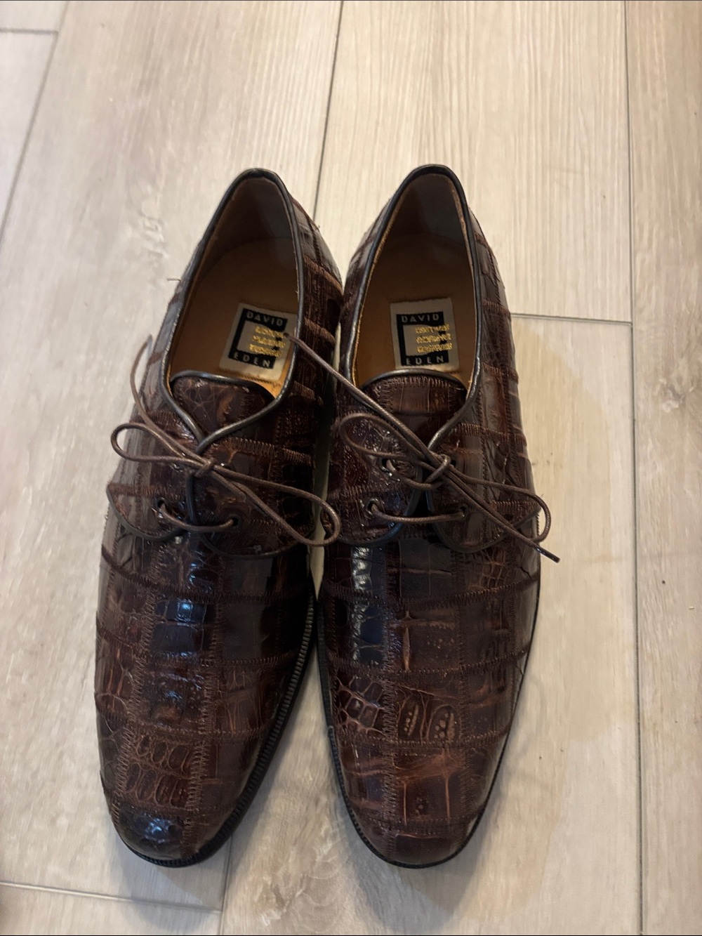 David Eden Men’s Brown Exotic Genuine Crocodile Embossed Dress Shoes